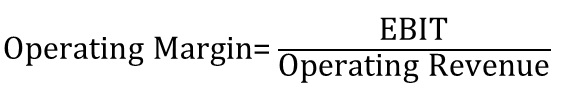 operating margin = ebit / operating revenue