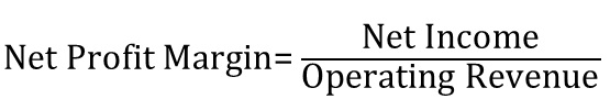 net profit margin = net income / operating revenue