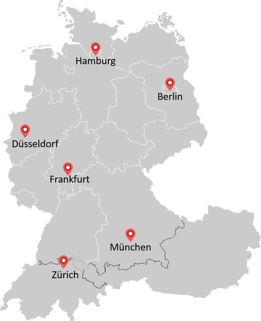 Karte mit Oliver Wyman Standorten