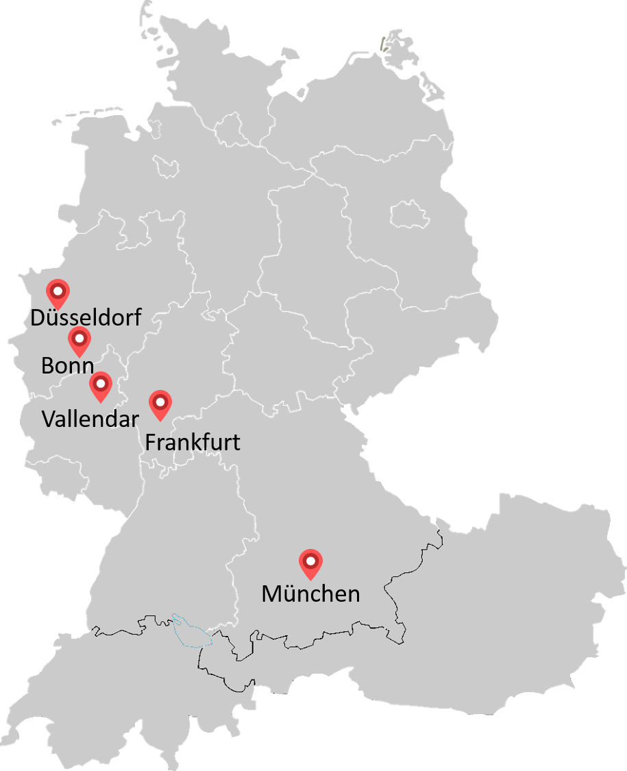 Standorte von CTcon in Deutschland und weiteren Ländern