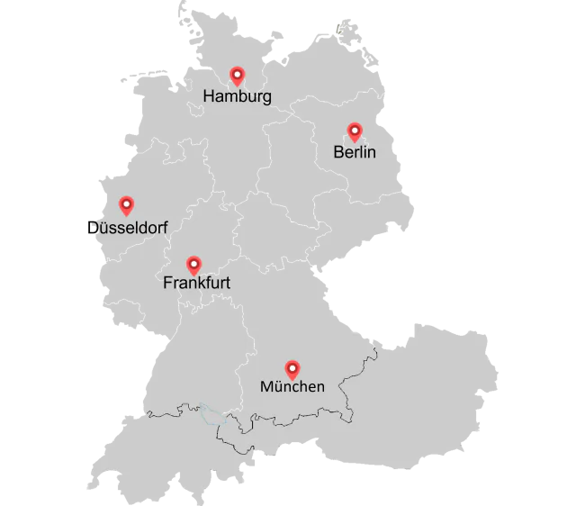 Karte mit FTI-Andersch AG Standorten