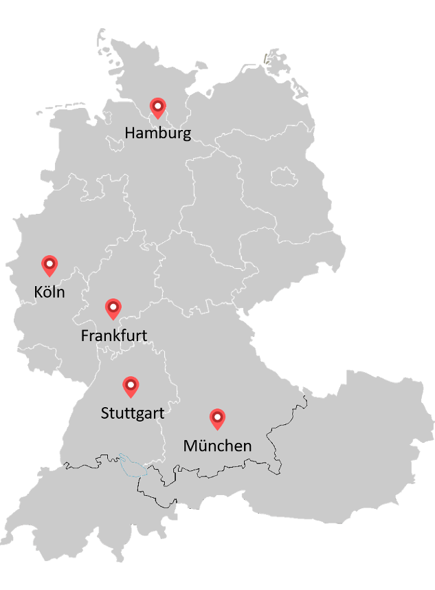 Karte mit Ebner Stolz Management Consultants Standorten