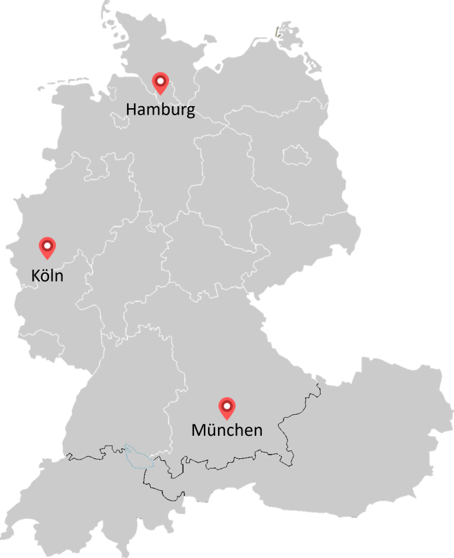 Standorte von H&Z in Deutschland und weiteren Ländern