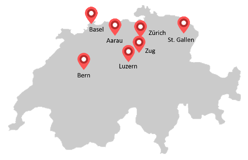 Map of EY - Schweiz locations