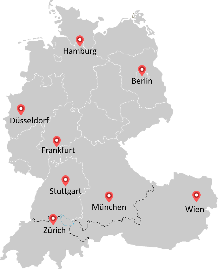 Karte mit Roland Berger Standorten
