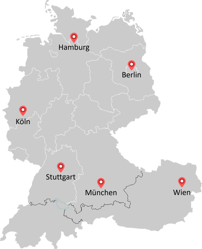Standorte von accilium in Deutschland und weiteren Ländern