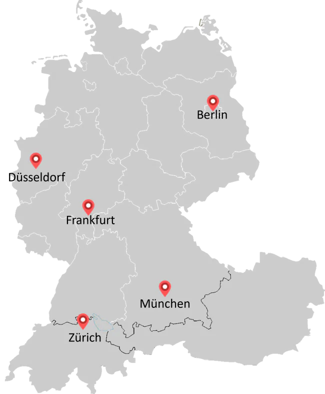 Standorte von goetzpartners in Deutschland und weiteren Ländern