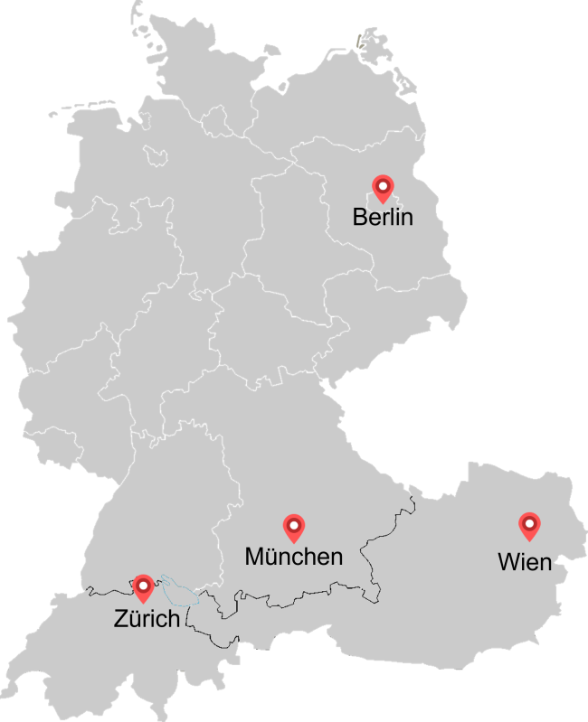Karte mit Berylls Group Standorten