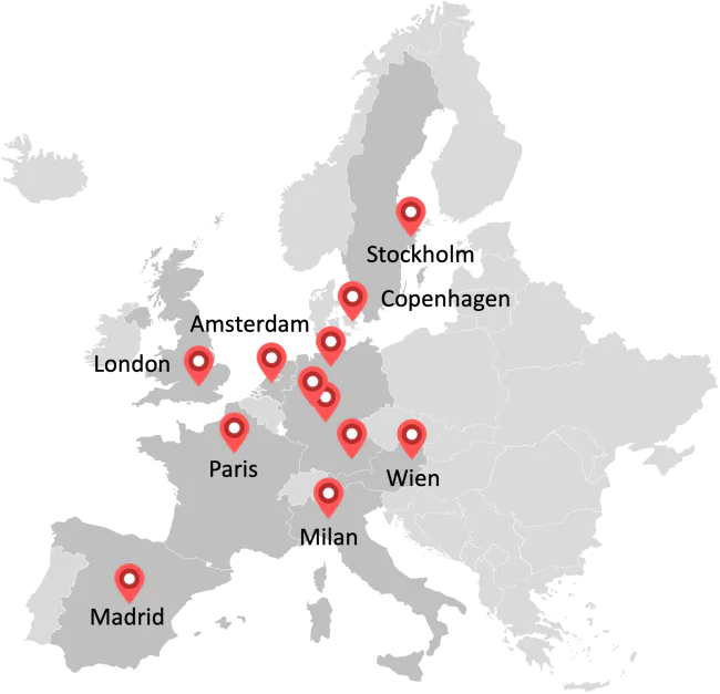 Locations of INVERTO, a BCG Company in Germany and other countries