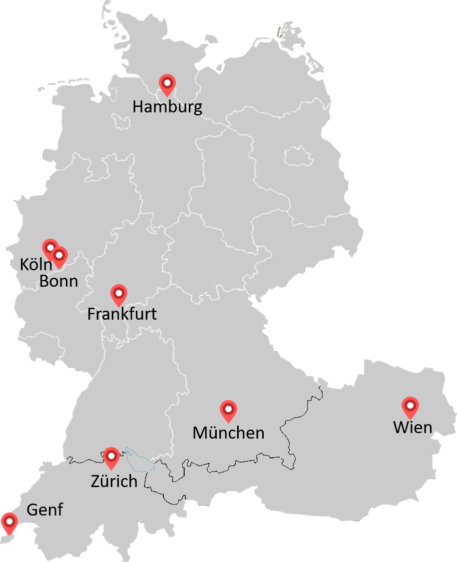 Standorte von Simon-Kucher & Partners in Deutschland und weiteren Ländern