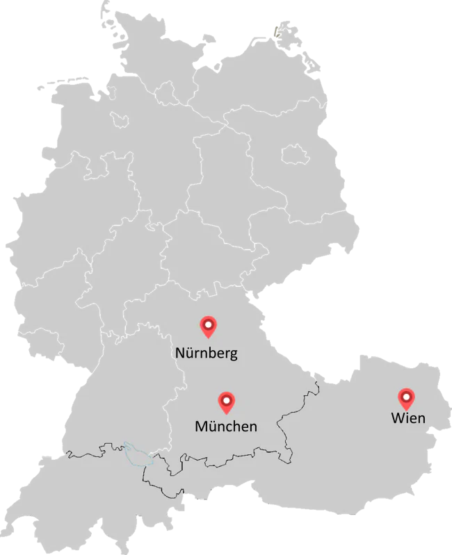 Karte mit BrandTrust Standorten