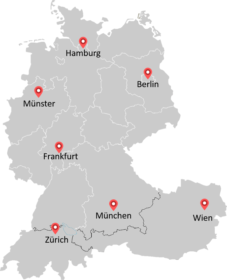 Karte mit zeb Consulting Standorten