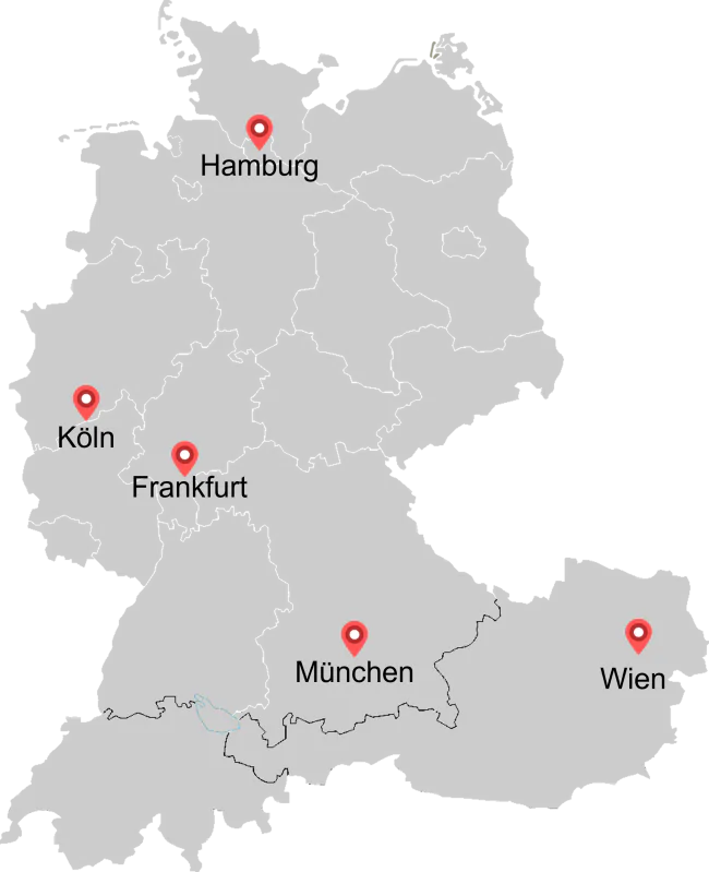 Karte mit INVERTO GmbH Standorten