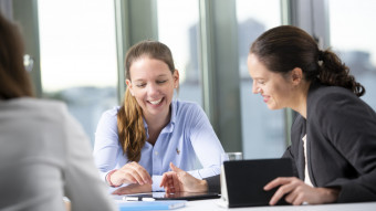 Two women talking