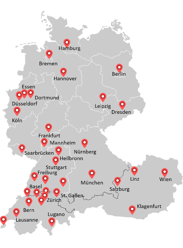 Karte mit EY Standorten
