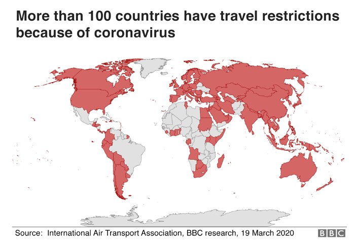 map travel restrictions due to coronavirus