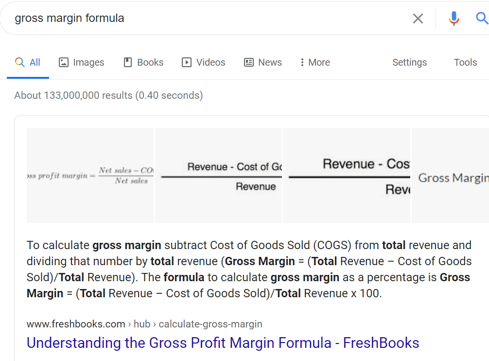 Gross Margin Formula